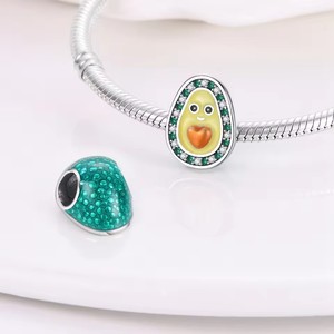 Factory Customized 100% 925 Sterling Silver <b>Cute</b> Zircon Avocado Bead Pendant Fit Women's DIY <b>Bracelet</b> Fashion Jewelry - Product Image 5