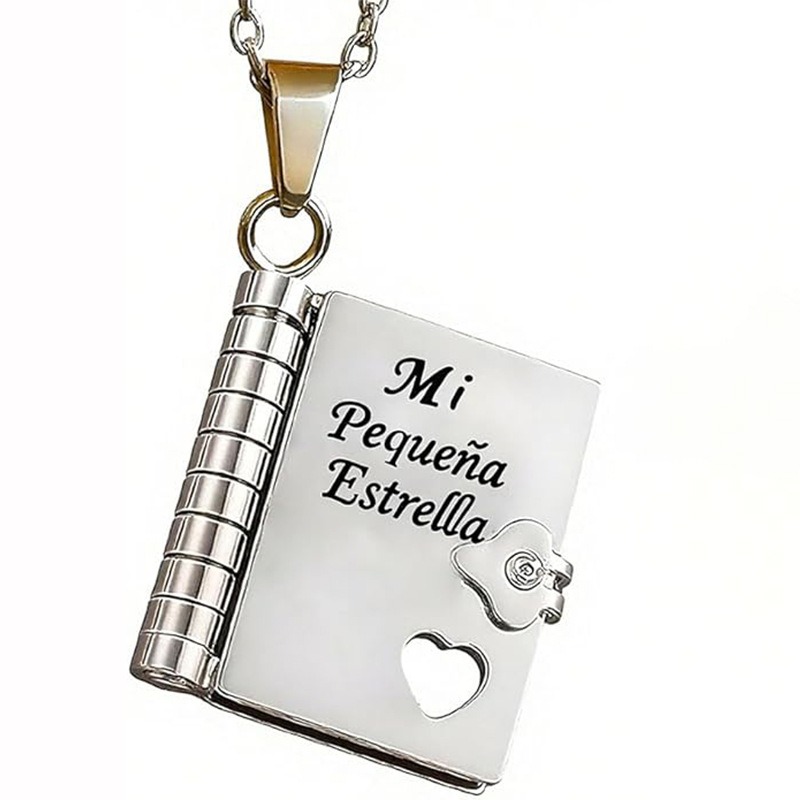 Spanish - Silver - Book Necklace