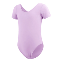 Justaucorps de gymnastique à manches courtes pour enfants, vêtement d'entraînement à la danse pour filles, body de Ballet une pièce, T-shirt à encolure dégagée