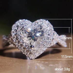 Anello romantico a forma di cuore per donna, elegante regalo di compleanno, gioiello da dito - Product Image 5