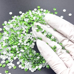 Lentejuelas Holográficas Premium de Alta Calidad, Color Verde Lima Iridiscente <span class=keywords><strong>AB</strong></span>, <span class=keywords><strong>8</strong></span> Facetas, con Orificio Central, Pedrería Plana - Product Image 4