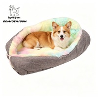Lit pour animaux de compagnie OEM ODM coloré, amovible, lavable, convertible, en peluche longue, doux, confortable, pliable, à double usage
