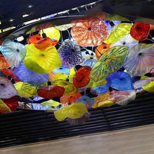 Avize ışıkları lüks kubbe çiçek murano cam sanatı tavan monte el üflemeli cam avize restoran ziyafet salonu