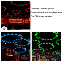 Lustre suspendu circulaire en métal noir avec anneau LED RGB pour la décoration intérieure de bars, KTV, salles de jeux électroniques, cafés et magasins