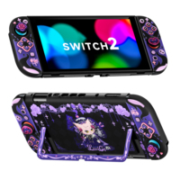 Casing Pelindung Kustom OEM Gothic Cat Ungu untuk Nintendo Switch 2 1 OLED Hard PC dengan Cangkang Pengganti Joycon Silikon