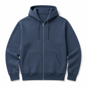 Sweat-shirt à capuche zippé en molleton bouclette 320 GSM pour homme, avec logo personnalisé, fermeture éclair métallique, vente en gros, OEM, ODM, marque privée, Bangladesh - Product Image 2