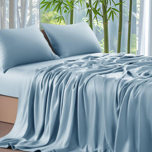 Juego <span class=keywords><strong>de</strong></span> Sábanas 100% Viscosa <span class=keywords><strong>Derivada</strong></span> <span class=keywords><strong>de</strong></span> Bambú, 4 Piezas, Ultra Frescas y Suaves como la Seda, con Bolsillo Profundo <span class=keywords><strong>de</strong></span> <span class=keywords><strong>16</strong></span> Pulgadas, Sábanas <span class=keywords><strong>de</strong></span> Hotel - Product Image 1