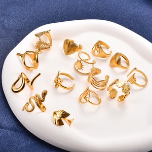 Bague ajustable en acier inoxydable plaqué or pour femmes et hommes, motif serpent, pour fiançailles, <span class=keywords><strong>mariage</strong></span>, bijoux en métal, cadeau pour couple - Product Image 2