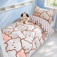Ensemble de literie en microfibre brossée 100% polyester, classe A, housse de couette réversible avec motif d'ours mignon, ensemble de 4 pièces