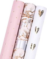Papier d'emballage cadeau en rouleau de luxe avec impression florale or et argent, taille personnalisée, vente en gros en Chine pour mariage