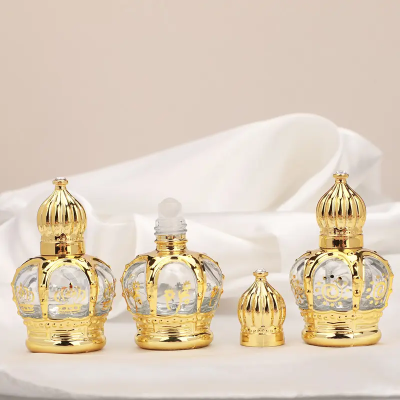 Оптовая продажа, 15 мл, в форме короны, эфирное масло или парфюмерный валик на стеклянной бутылке