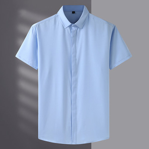 เสื้อเชิ้ตแขนสั้นผู้ชายไซส์ใหญ่ สำหรับคนอ้วน สไตล์ลำลองธุรกิจ ผ้าบาง สีพื้น สำหรับฤดูร้อน - Product Image 2