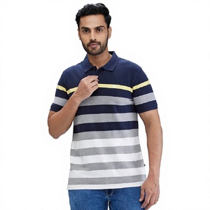 Polo de Algodón a Rayas para Hombre, Casual, Manga Corta, Transpirable, Tejido, para Golf, Corte Regular, Ropa de Verano, Venta al Por Mayor - Product Image 2