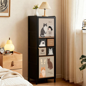 Armario de almacenamiento con ruedas y estanterías multinivel, mueble de almacenamiento y exhibición sencillo para sala de estar y dormitorio, con - Product Image 1