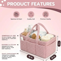 Organisateur de couches pour bébé avec poignée - Panier de rangement pour le change, panier portable pour la crèche, organisateur de couches pour voiture, cadeau pour bébé