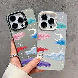 เคสโทรศัพท์มือถือ TPU ลายการ์ตูน<span class=keywords><strong>เมฆ</strong></span>ดวงจันทร์แบบอิเล็กโทรเพลทเคสมือถือสำหรับ iPhone x XR XS 11 12 13 14 15 16 Pro 17 - Product Image 1