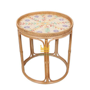 โต๊ะกาแฟทำมือจากหวายและเปลือกหอยมุกสำหรับเสิร์ฟ/ตกแต่งบ้าน ราคาถูก - Product Image 1