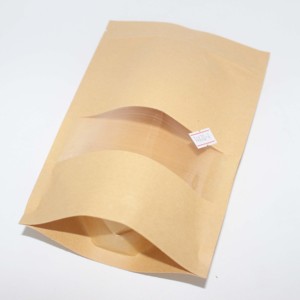 ถุงกระดาษคราฟท์สีน้ำตาลแข็งแรงแบบขายส่ง ชนิดตั้งได้ <span class=keywords><strong>ม</strong></span>ีหน้าต่างใสและซิปล็อค สำหรับบรรจุชาและน้ำตาล - Product Image 2