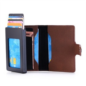 Cartera de metal de aluminio de cuero de <span class=keywords><strong>los</strong></span> titulares de tarjetas de crédito del negocio RFID para el hombre - Product Image 3
