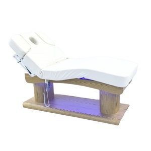 Table de massage électrique KISEN avec base en bois pour salon de beauté, lit de soin du visage et des cils, chaise de cosmétique avec LED, mobilier de salon - Product Image 1