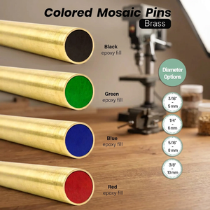 Couteau à lame fixe de qualité industrielle en laiton et cuivre, mosaïque colorée, pointe tombante, remplissage en résine, OEM, noir, vert, bleu, rouge, 3/16-3/8 - Product Image 3