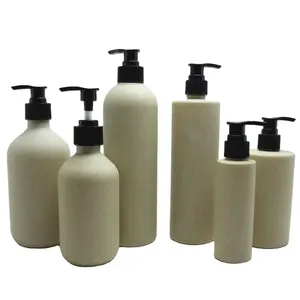 100Ml 300Ml 500Ml emballage cosmétique rose bleu écologique biodégradable carré paille de blé shampooing bouteille en plastique PLA-P10