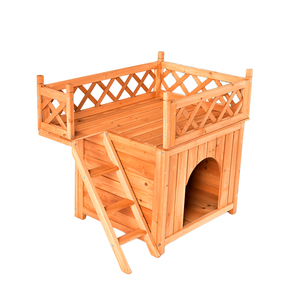 Casa de Perro de Madera para Exteriores, Ecológica, Reciclable, Simple y Moderna, para Perros Pequeños, Resistente a la Intemperie, con Techo de Madera y <span class=keywords><strong>Terraza</strong></span> - Product Image 2
