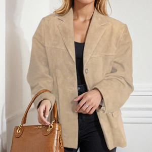 2025 Vintage marron poche ample <span class=keywords><strong>daim</strong></span> à manches longues Blazer pour femmes Style européen américain nouvelle Collection de printemps femmes <span class=keywords><strong>Trench</strong></span> - Product Image 2
