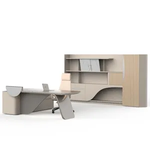 new design high end Modern design executive L shaped wood office desks with metal frame boss desk