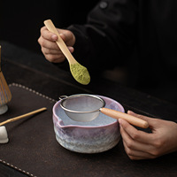 Ensemble de thé matcha personnalisé avec logo, 8 pièces, finition dégradée effet glace cristalline, pour café et salon de thé