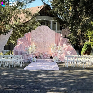 LEDA high quality Wedding Ideas Wave Curved Wedding <b>Backdrop</b> <b>Stand</b> Metal Arch Fabric Cover for Outdoor Club Wedding - Product Image 2