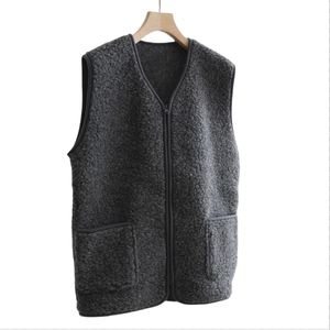 AQTQ <span class=keywords><strong>Gilet</strong></span> zippé en <span class=keywords><strong>laine</strong></span> décontracté pour hommes avec design sans manches Automne/Hiver Coupe-vent Vêtements d'extérieur chauds Logo personnalisé - Product Image 4