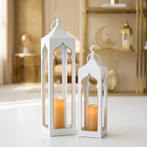 Faroles Altos de Metal Blanco con Diseño de Mezquita, Populares entre los Fabricantes, para Decoraciones de Ramadán - Product Image 6