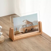 Cadres photo en acrylique en bois Cadre photo en forme de U Support photo Cadres photo transparents sans cadre avec socle en bois