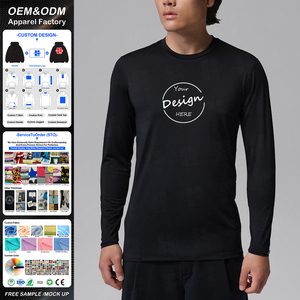 T-shirts basiques en gros, imprimés, couleur unie, logo personnalisé, col rond, manches longues, coton épais pour hommes - Product Image 1