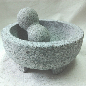 Venta al por mayor precio barato redondo granito piedra Molcajete <span class=keywords><strong>guacamole</strong></span> Maja conjunto caja embalada condimento para sal y uso de alimentos - Product Image 2