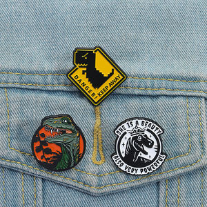 Sci Fi TAMAN DINOSAURUS Enamel Pin bahaya menghilangkan bros horor hewan kerah lencana hadiah perhiasan untuk teman penggemar - Product Image 1