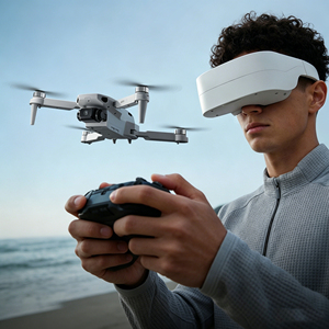 Mini drone Aeri 100 2.4G pas cher avec flux optique, maintien d'altitude, moteur brushless, caméra double 4K, WiFi FPV, RC UAV avec lunettes VR, quadricoptère - Product Image 1