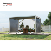 Pergola Bioclimatique Hooeasy Autoportante 3x3M 4x4M avec Toit à Lames Orientables Manuelles, Écran d'Intimité et Stores Latéraux Zippés