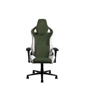 Hobot verde oscuro simulador de carreras cabina ergonómica de respaldo alto reclinable Silla de juego mullida Chenille cómoda silla de Metal - Product Image 1