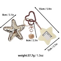 Porte-clés porte-carte photo en forme d'étoile brillante avec breloque pompon, pendentif étoile en acrylique pour sac, joli porte-photocard K-pop