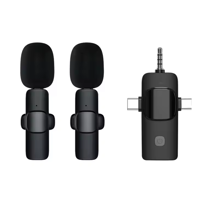 Wholesale Noise Reduction Clip on Wireless Lapel Microphone K15 3 in 1 Wireless Lavalier Microphone for Living Video Tiktok
