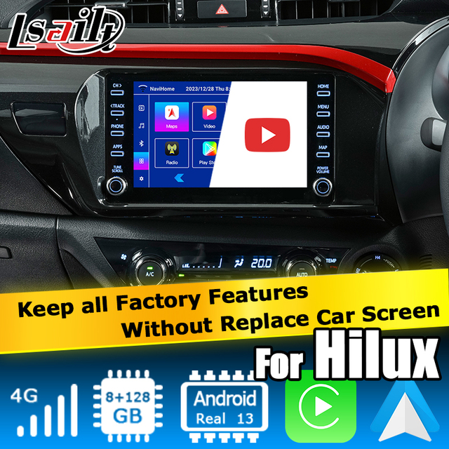 Android 13 Wireless Android Video Interface Navigation Box for Toyota Hilux RAV4 2018-2021support Carplay by Lsailt
