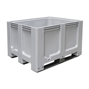Großbox / Großbehälter Mit 3 Kufen, 610 Litros, LxBxH 1200x1000x760 Mm, Boden/Wände Geschlossen, Grau - Product Image 1