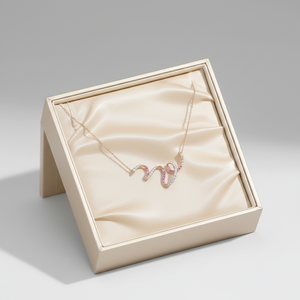 ชุดสร้อยคอเส้นโค้งใหม่ล่าสุดสร้อยคอประดับเพชรสีชมพูแซฟไฟร์ประกายเพชรธรรมชาติสร้อยคอจี้กุหลาบสีทอง18K - Product Image 6