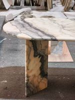 Table à manger française moderne de luxe en pierre naturelle, écologique, design, vente en gros d'usine, sur mesure pour hôtel et villa