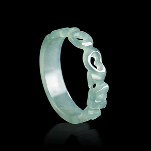 Natural genuine jade blue water LOVE heart-shaped <b>ring</b>, ice-grade jade jewelry for couples, men's and women's styles - Product Image 1