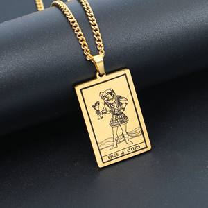 Moda Hip Hop Tarot kartları Esotericism takı Vintage paslanmaz çelik Waite <span class=keywords><strong>Chalice</strong></span> Tarot kart kolye kolye erkekler için - Product Image 4