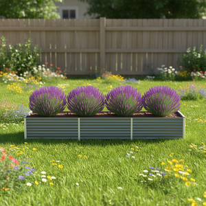 Jardinera elevada de acero galvanizado gris resistente de 94.5 x 31.5 x 17.7 pulgadas para flores y plantas - Product Image 2