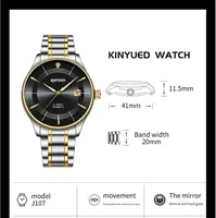 KINYUED J107 Marque lumineuse de qualité Logo personnalisé Squelette Montre automatique Montres-bracelets de luxe pour hommes